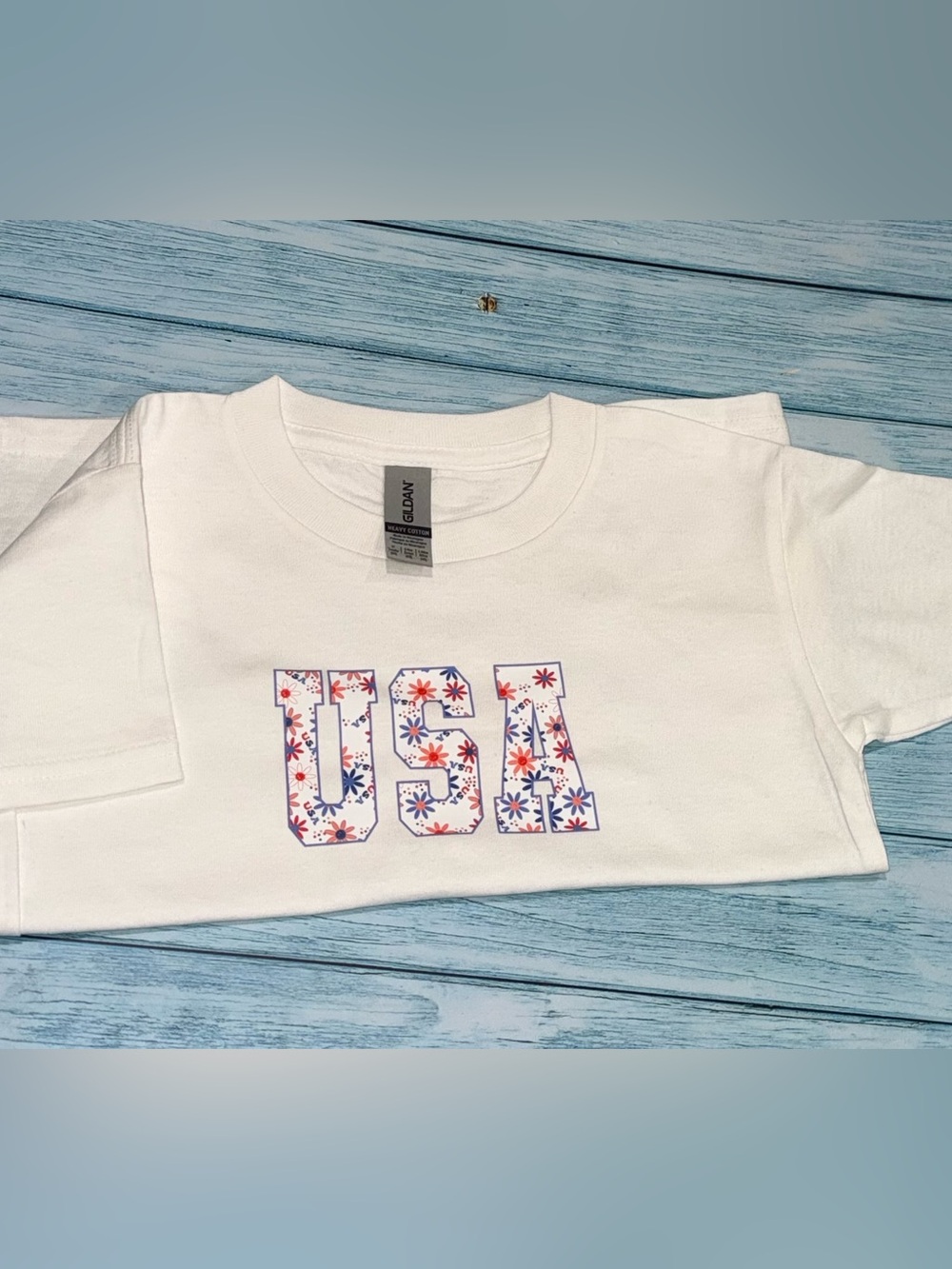 Kids USA Floral Print White Tee